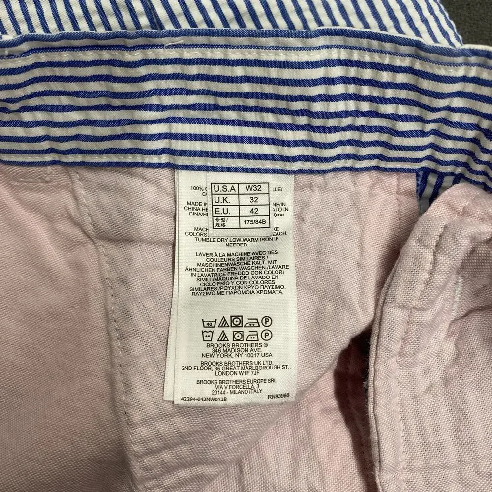 Brooks Brothers Red Fleece Seersucker Shorts Men 32 Blue White Stripe Preppy